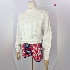 SPARKLE & FADE NORDIC KNIT PULL-ON SWEATER SHORTIE SHORTS